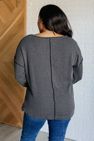 Kinda Sorta Ribbed Top in Charcoal-Long Sleeves-Ave Shops-Motis & Co Boutique, Women's Fashion Boutique in Carthage, Missouri