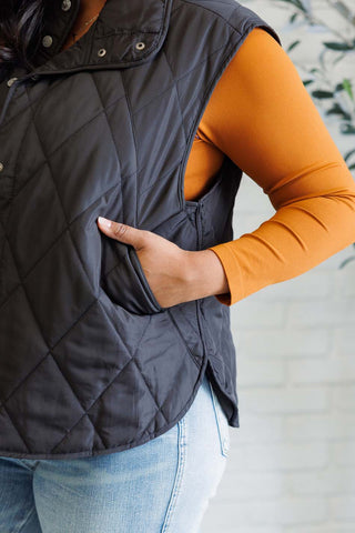 Layering Queen Quilted Puffer Vest in Black-Vests-Ave Shops-Motis & Co Boutique, Women's Fashion Boutique in Carthage, Missouri