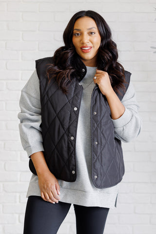 Layering Queen Quilted Puffer Vest in Black-Vests-Ave Shops-Motis & Co Boutique, Women's Fashion Boutique in Carthage, Missouri