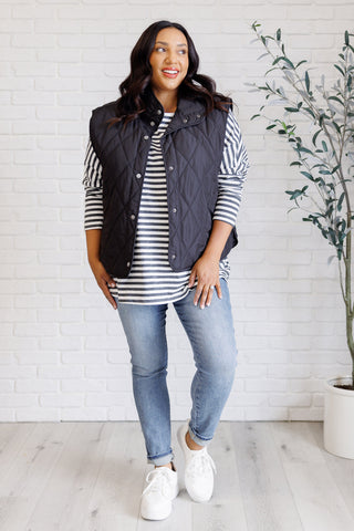 Layering Queen Quilted Puffer Vest in Black-Vests-Ave Shops-Motis & Co Boutique, Women's Fashion Boutique in Carthage, Missouri