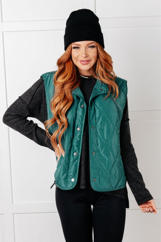 Layering Queen Quilted Puffer Vest in Hunter Green-Vests-Ave Shops-Motis & Co Boutique, Women's Fashion Boutique in Carthage, Missouri