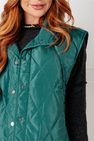 Layering Queen Quilted Puffer Vest in Hunter Green-Vests-Ave Shops-Motis & Co Boutique, Women's Fashion Boutique in Carthage, Missouri