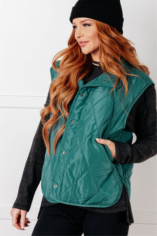 Layering Queen Quilted Puffer Vest in Hunter Green-Vests-Ave Shops-Motis & Co Boutique, Women's Fashion Boutique in Carthage, Missouri