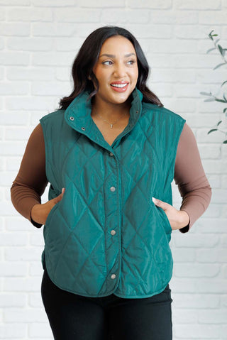 Layering Queen Quilted Puffer Vest in Hunter Green-Vests-Ave Shops-Motis & Co Boutique, Women's Fashion Boutique in Carthage, Missouri