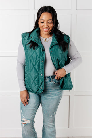 Layering Queen Quilted Puffer Vest in Hunter Green-Vests-Ave Shops-Motis & Co Boutique, Women's Fashion Boutique in Carthage, Missouri