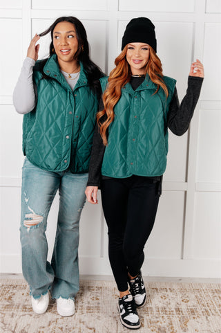 Layering Queen Quilted Puffer Vest in Hunter Green-Vests-Ave Shops-Motis & Co Boutique, Women's Fashion Boutique in Carthage, Missouri