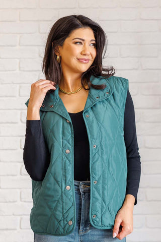 Layering Queen Quilted Puffer Vest in Hunter Green-Vests-Ave Shops-Motis & Co Boutique, Women's Fashion Boutique in Carthage, Missouri