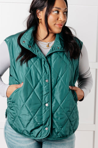 Layering Queen Quilted Puffer Vest in Hunter Green-Vests-Ave Shops-Motis & Co Boutique, Women's Fashion Boutique in Carthage, Missouri