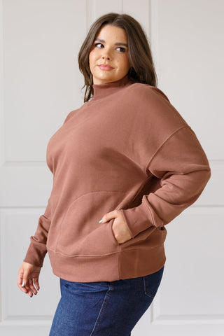 Make No Mistake Mock Neck Pullover in Cocoa-Tops-Ave Shops-Motis & Co Boutique, Women's Fashion Boutique in Carthage, Missouri