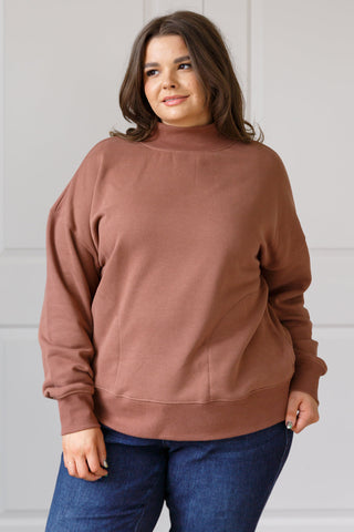 Make No Mistake Mock Neck Pullover in Cocoa-Tops-Ave Shops-Motis & Co Boutique, Women's Fashion Boutique in Carthage, Missouri