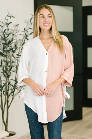 Like You Do Dual Toned Button Down-T-shirt-Ave Shops-Motis & Co Boutique, Women's Fashion Boutique in Carthage, Missouri