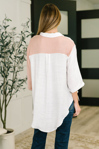Like You Do Dual Toned Button Down-T-shirt-Ave Shops-Motis & Co Boutique, Women's Fashion Boutique in Carthage, Missouri