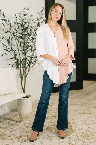 Like You Do Dual Toned Button Down-T-shirt-Ave Shops-Motis & Co Boutique, Women's Fashion Boutique in Carthage, Missouri