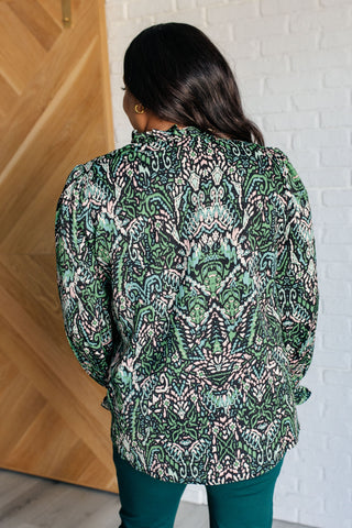 Looking Out Damask Print Blouse-Long Sleeves-Ave Shops-Motis & Co Boutique, Women's Fashion Boutique in Carthage, Missouri