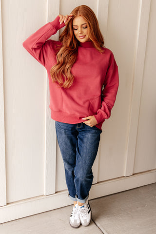 Make No Mistake Mock Neck Pullover in Cranberry-Tops-Ave Shops-Motis & Co Boutique, Women's Fashion Boutique in Carthage, Missouri