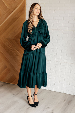 Makes Me Want to Skip Tiered Dress in Hunter Green-Dresses-Ave Shops-Motis & Co Boutique, Women's Fashion Boutique in Carthage, Missouri