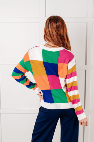 Manifesting Moment Checkered Color Block Sweater-Tops-Ave Shops-Motis & Co Boutique, Women's Fashion Boutique in Carthage, Missouri