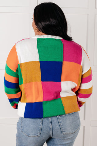 Manifesting Moment Checkered Color Block Sweater-Tops-Ave Shops-Motis & Co Boutique, Women's Fashion Boutique in Carthage, Missouri