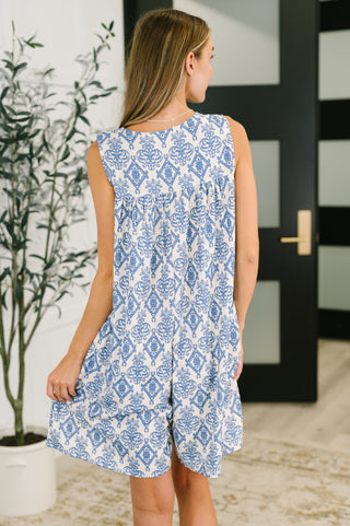 Miss Mischief V-Neck Romper in Blue-Jumpsuits & Rompers-Ave Shops-Motis & Co Boutique, Women's Fashion Boutique in Carthage, Missouri