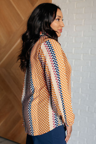 Moderately Mod Polka Dot Button Up Top-Long Sleeves-Ave Shops-Motis & Co Boutique, Women's Fashion Boutique in Carthage, Missouri