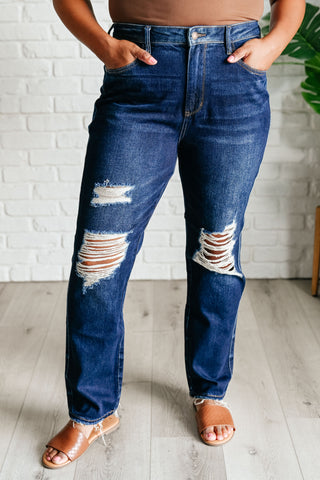 Montana High Rise Rigid Magic Distressed Straight Jeans-Denim-Ave-Motis & Co Boutique, Women's Fashion Boutique in Carthage, Missouri