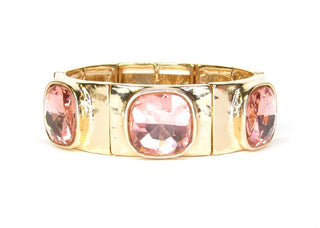 Windsor Gold & Pink Crystal Stretch Bracelet-Bracelets-What's Hot-Motis & Co Boutique, Women's Fashion Boutique in Carthage, Missouri