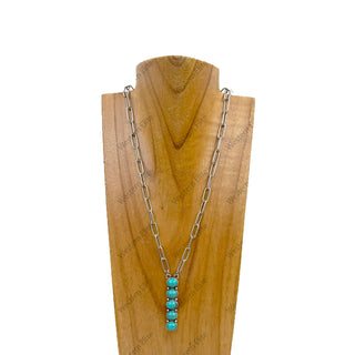 Bishop Faux Turquois Drop Bar Necklace-Necklaces-Western Elite-Motis & Co Boutique, Women's Fashion Boutique in Carthage, Missouri