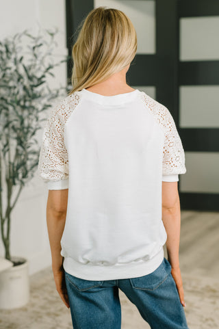 Never Too Lace Raglan Crochet Sleeve Top-Womens-Ave Shops-Motis & Co Boutique, Women's Fashion Boutique in Carthage, Missouri