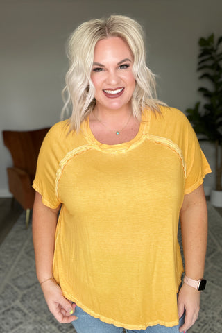 New Edition Mineral Wash T Shirt Yellow-Short Sleeves-Ave-Motis & Co Boutique, Women's Fashion Boutique in Carthage, Missouri