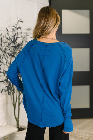 Nice to Each Other Raglan Sleeve Top in Classic Blue-Long Sleeves-Ave Shops-Motis & Co Boutique, Women's Fashion Boutique in Carthage, Missouri