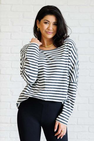 Obviously Mine Striped Oversized Top-Tops-Ave Shops-Motis & Co Boutique, Women's Fashion Boutique in Carthage, Missouri