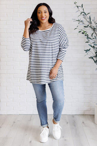 Obviously Mine Striped Oversized Top-Tops-Ave Shops-Motis & Co Boutique, Women's Fashion Boutique in Carthage, Missouri