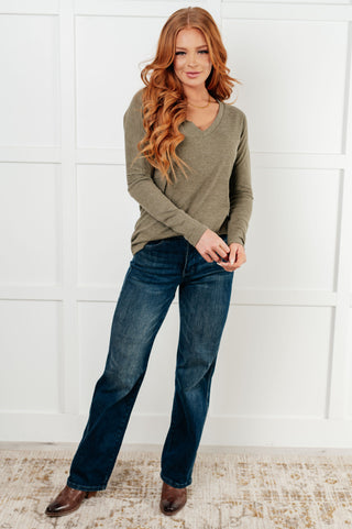 On a Roll Ribbed Knit V Neck Long Sleeve Top-Tops-Ave Shops-Motis & Co Boutique, Women's Fashion Boutique in Carthage, Missouri