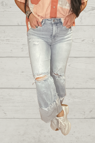 Calvin High Rise Wide Leg Jeans-Jeans-Risen-Motis & Co Boutique, Women's Fashion Boutique in Carthage, Missouri