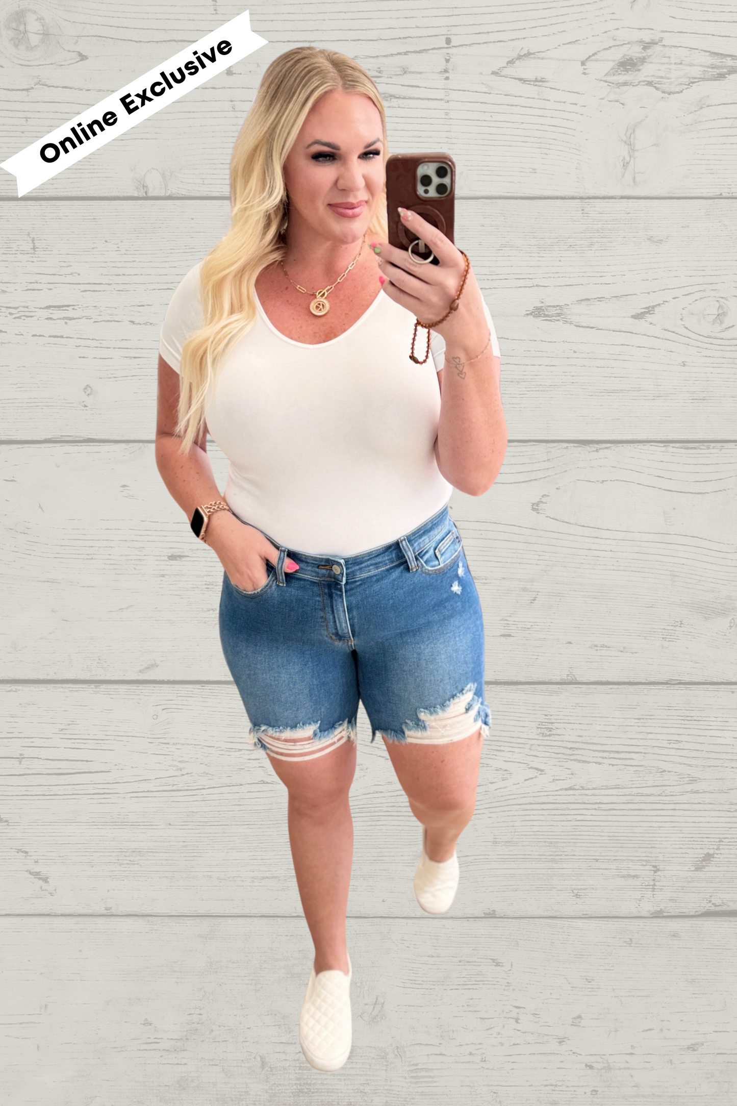 Kelsey Mid Rise Distressed Cutoff Shorts