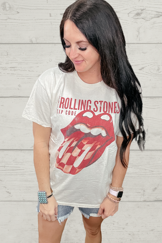 Rolling Stones Zip Code Cream Graphic Tee-Graphic Tees-Livy Lu-Motis & Co Boutique, Women's Fashion Boutique in Carthage, Missouri