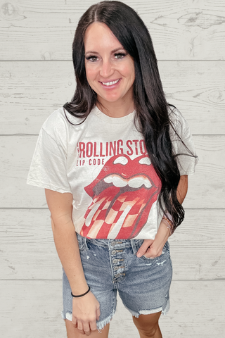 Rolling Stones Zip Code Cream Graphic Tee-Graphic Tees-Livy Lu-Motis & Co Boutique, Women's Fashion Boutique in Carthage, Missouri