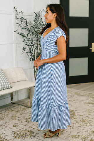 Only Chance Pleated Smock Waist Maxi Dress in Blue-Womens-Ave Shops-Motis & Co Boutique, Women's Fashion Boutique in Carthage, Missouri
