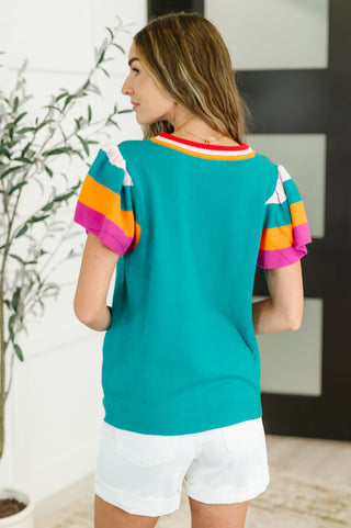 Perfect Playlist Color Block Sleeve Top-Short Sleeves-Ave Shops-Motis & Co Boutique, Women's Fashion Boutique in Carthage, Missouri