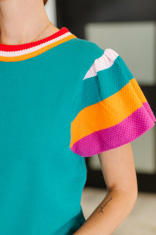 Perfect Playlist Color Block Sleeve Top-Short Sleeves-Ave Shops-Motis & Co Boutique, Women's Fashion Boutique in Carthage, Missouri