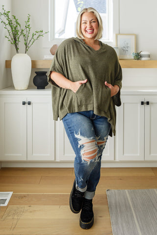 Perfectly Poised Hooded Poncho in Olive-Layers-Ave Shops-Motis & Co Boutique, Women's Fashion Boutique in Carthage, Missouri