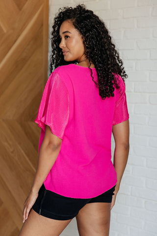 Pink and Perfect Ruffle Sleeve Top-Tops-Ave-Motis & Co Boutique, Women's Fashion Boutique in Carthage, Missouri