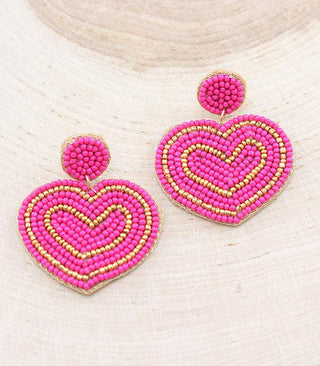 Heart Beaded Earrings-Earrings-rc-Motis & Co Boutique, Women's Fashion Boutique in Carthage, Missouri