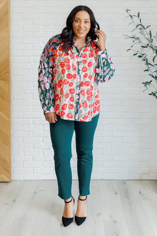 Presupposed Ideas Mixed Print Button Up Blouse-Blouses-Ave Shops-Motis & Co Boutique, Women's Fashion Boutique in Carthage, Missouri