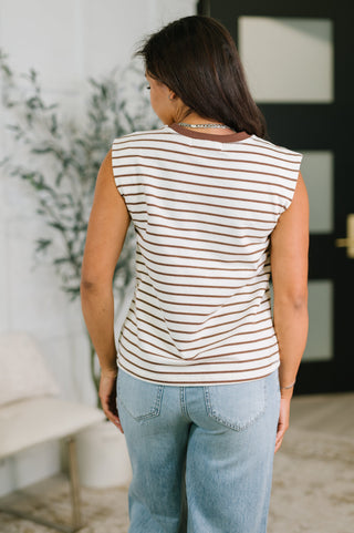 Quite Intimately Striped Muscle Tee in Brown-sleeveless-Ave Shops-Motis & Co Boutique, Women's Fashion Boutique in Carthage, Missouri