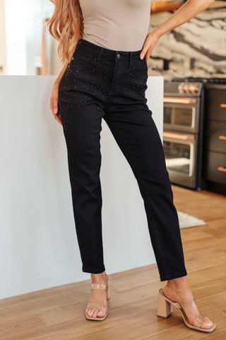 Reese Rhinestone Slim Fit Jeans in Black-Jeans-Ave-Motis & Co Boutique, Women's Fashion Boutique in Carthage, Missouri