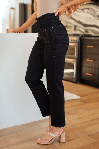 Reese Rhinestone Slim Fit Jeans in Black-Jeans-Ave-Motis & Co Boutique, Women's Fashion Boutique in Carthage, Missouri