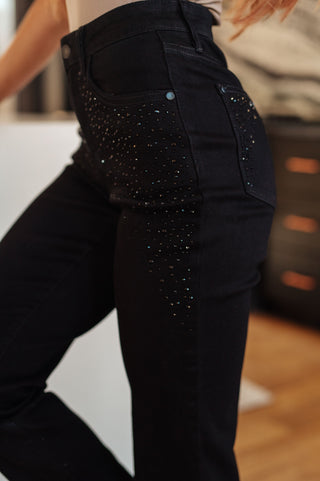 Reese Rhinestone Slim Fit Jeans in Black-Jeans-Ave-Motis & Co Boutique, Women's Fashion Boutique in Carthage, Missouri