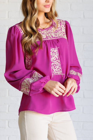 Rodeo Queen Embroidered Blouse-Tops-Ave Shops-Motis & Co Boutique, Women's Fashion Boutique in Carthage, Missouri