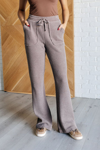 Set Process Mineral Wash Waffle Knit Pants in Brown-Pants-Ave Shops-Motis & Co Boutique, Women's Fashion Boutique in Carthage, Missouri